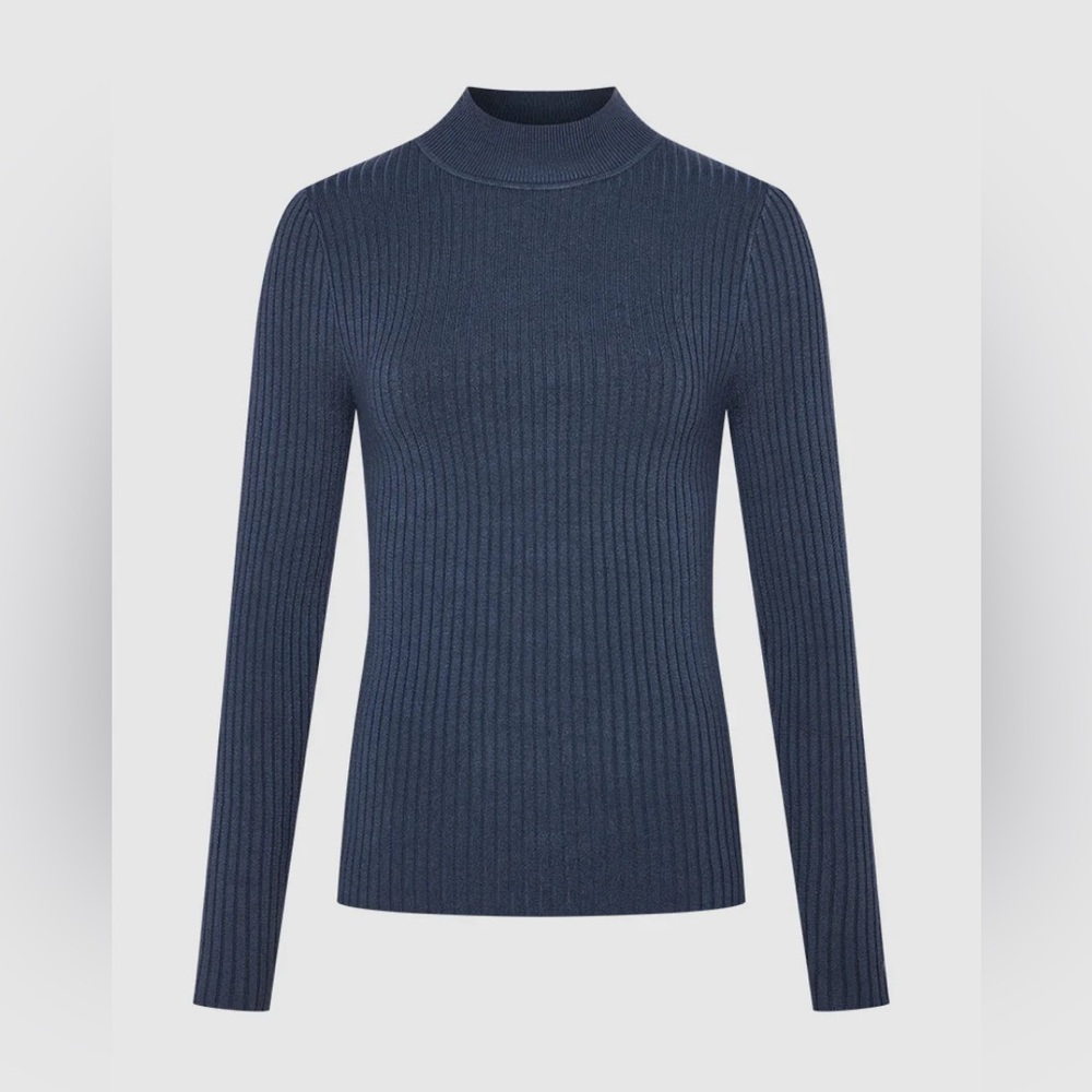 Blue Knit Long Sleeve Top